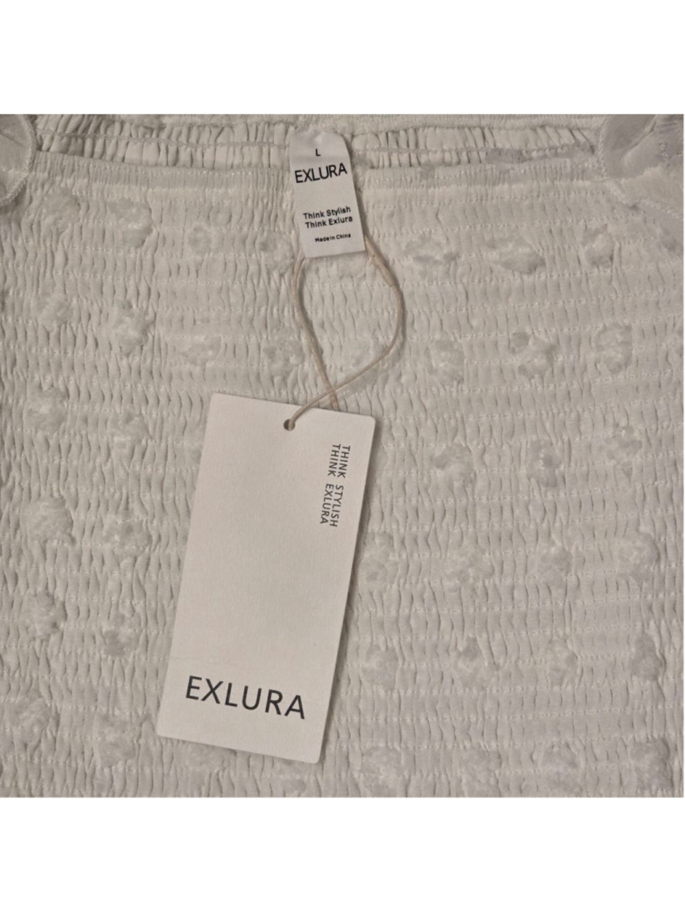 Women's EXLURA White Off-Shoulder Mini Dress, Size L - Picture 5 of 6